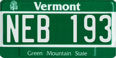 VT license plate NEB193