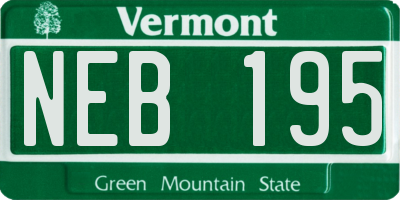 VT license plate NEB195