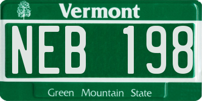 VT license plate NEB198