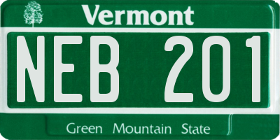 VT license plate NEB201