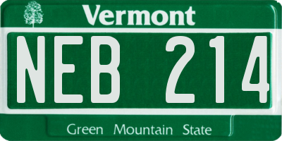 VT license plate NEB214