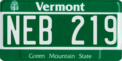 VT license plate NEB219