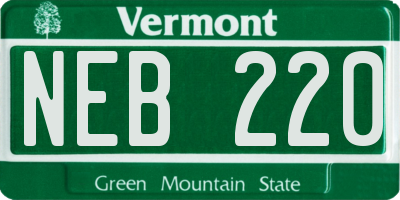 VT license plate NEB220