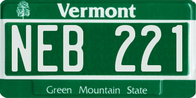 VT license plate NEB221