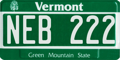 VT license plate NEB222