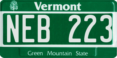 VT license plate NEB223