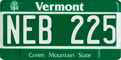 VT license plate NEB225