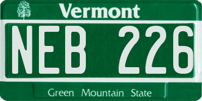 VT license plate NEB226