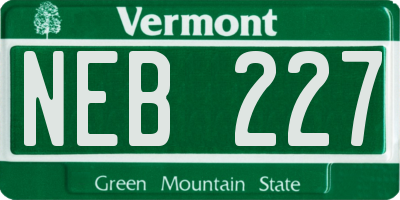 VT license plate NEB227