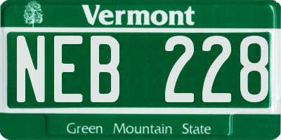VT license plate NEB228