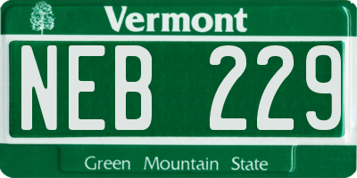 VT license plate NEB229