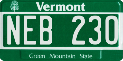 VT license plate NEB230