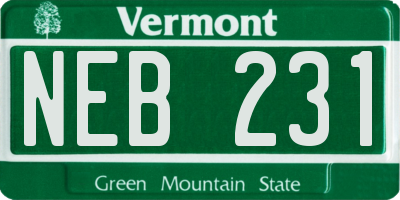 VT license plate NEB231