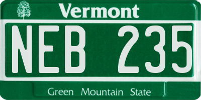 VT license plate NEB235