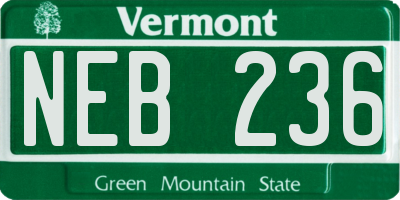 VT license plate NEB236