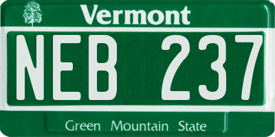 VT license plate NEB237