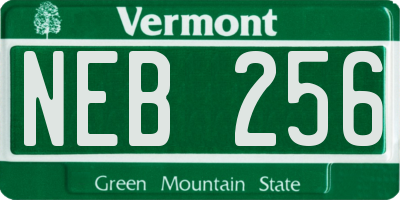 VT license plate NEB256