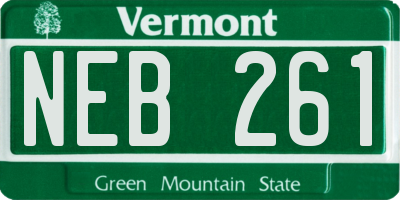 VT license plate NEB261