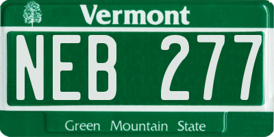 VT license plate NEB277