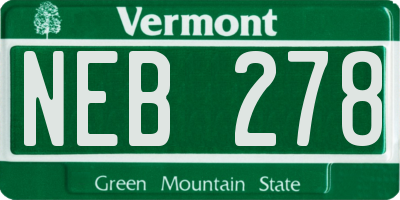 VT license plate NEB278