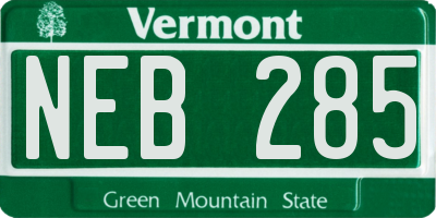 VT license plate NEB285