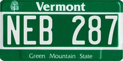 VT license plate NEB287
