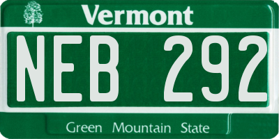 VT license plate NEB292