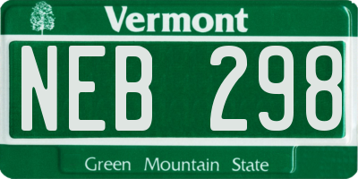 VT license plate NEB298