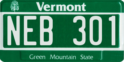 VT license plate NEB301