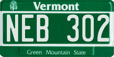VT license plate NEB302