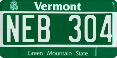VT license plate NEB304