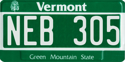 VT license plate NEB305