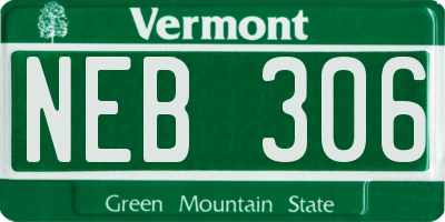 VT license plate NEB306