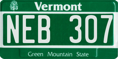 VT license plate NEB307