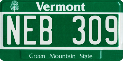 VT license plate NEB309