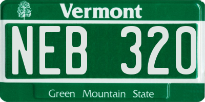VT license plate NEB320