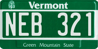 VT license plate NEB321