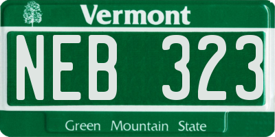 VT license plate NEB323