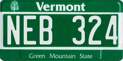 VT license plate NEB324