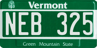 VT license plate NEB325