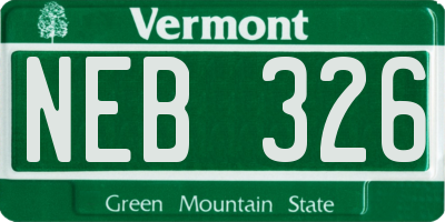 VT license plate NEB326