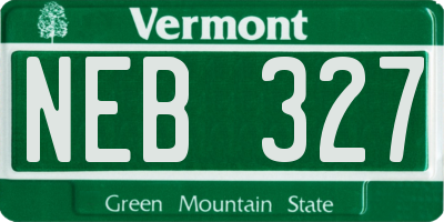 VT license plate NEB327