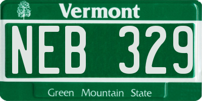 VT license plate NEB329