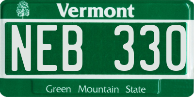 VT license plate NEB330