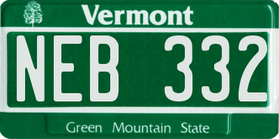 VT license plate NEB332
