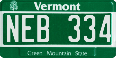 VT license plate NEB334