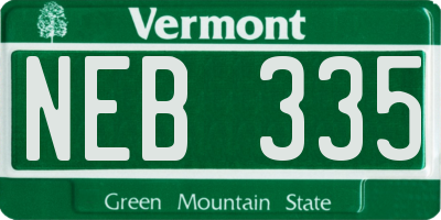 VT license plate NEB335
