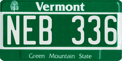 VT license plate NEB336