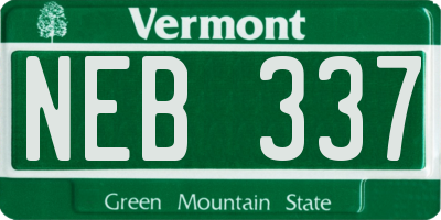 VT license plate NEB337