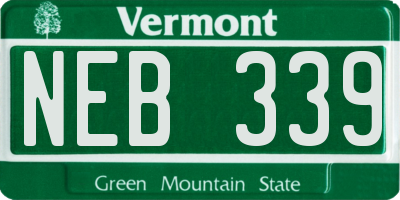 VT license plate NEB339